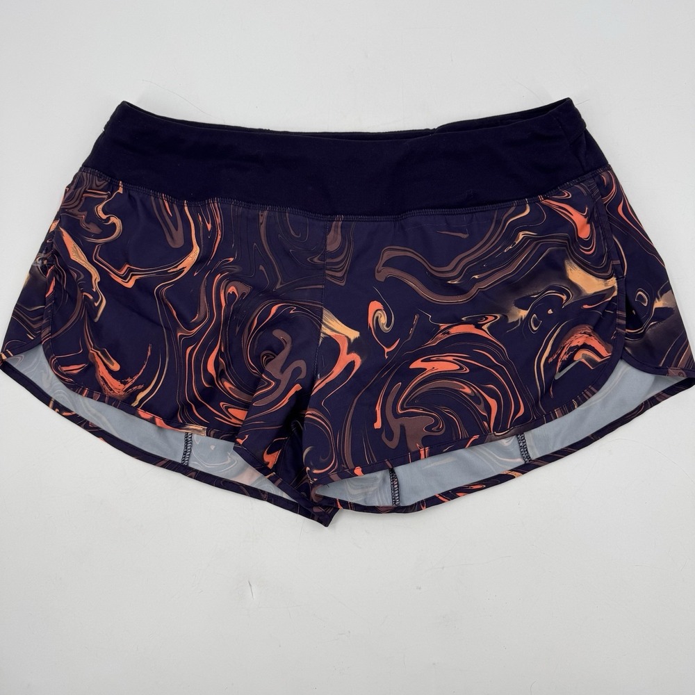 Nike Dri Fit Purple Orange Swirl Print Running Shorts Size Large 799609-524‎